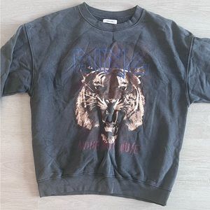 Anine Bing vintage crewneck pullover with tiger print